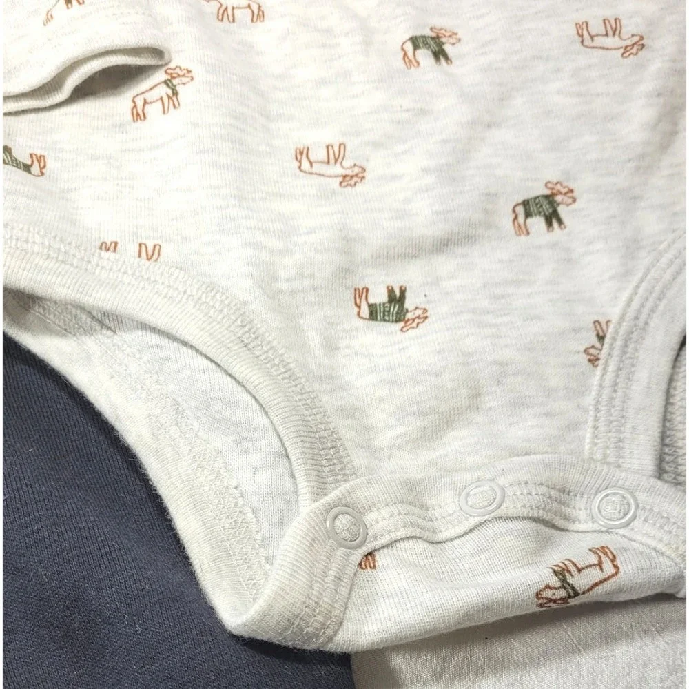 Carter's Baby 2pc Pajama Top & Pants Set - Moose - Gray & Black - Size 6 Months